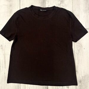 Zara Charcoal Crew Neck Tee Shirt Size Medium